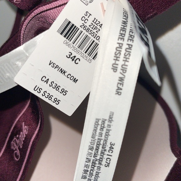 PINK Victoria’s Secret NWT NEW logo wear everywhere push-up bra 34C - Picture 8 of 15